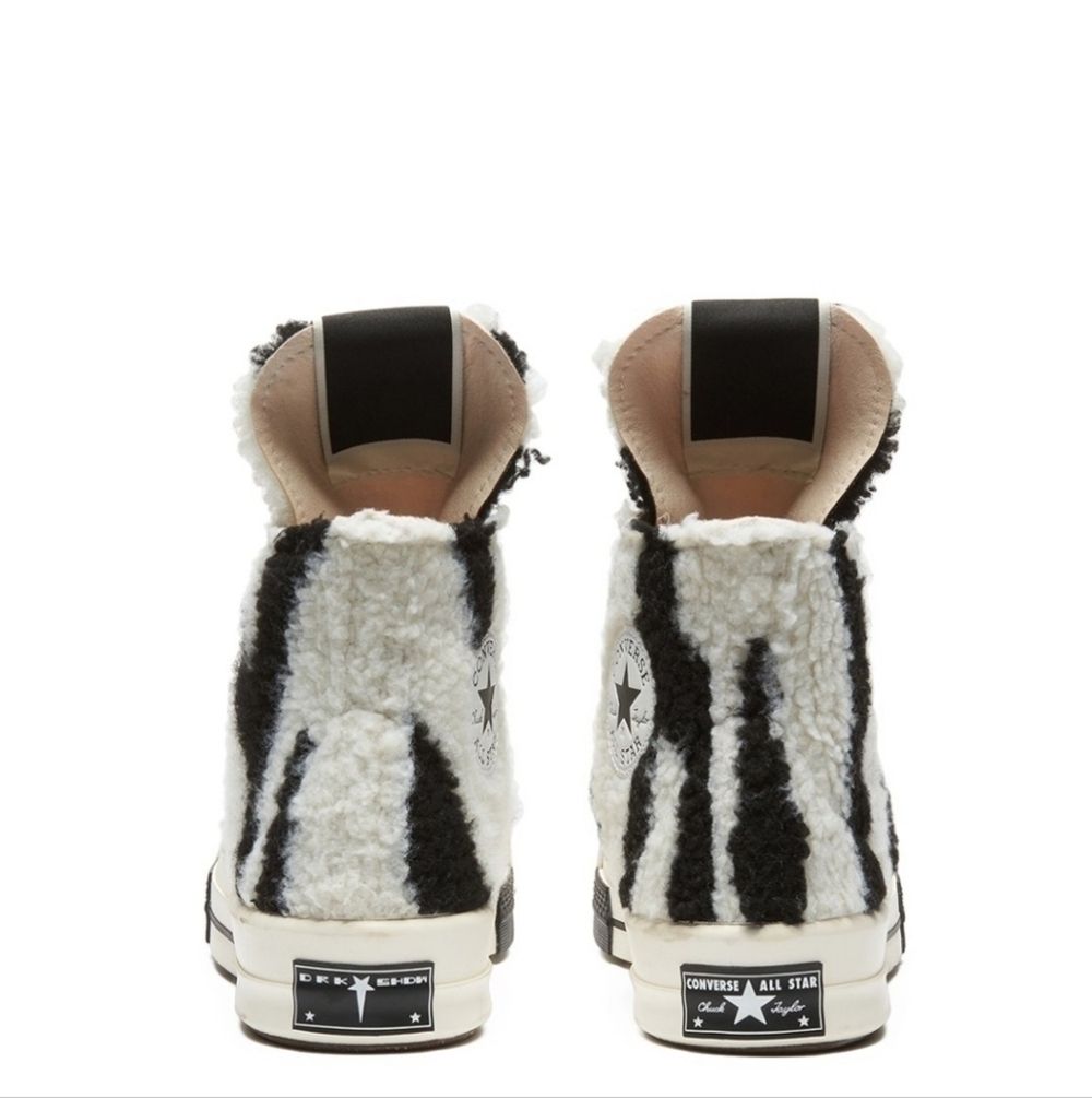 Rick Owens DRKSHDW TURBODRK chuck 70s high zebra sneaker 7 - Picture 4 of 12